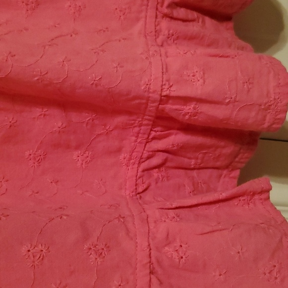 LEI Women's Pink Eyelet Shirred Waist Peplum Shiffy Cami Top Size XL - Picture 4 of 8